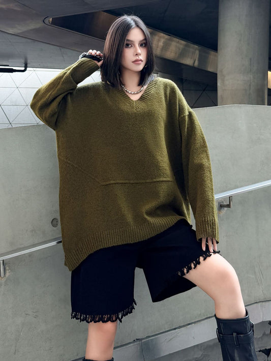 Vネックオーバーセーター