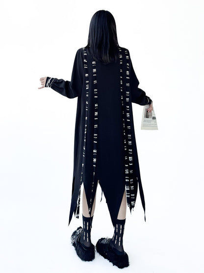 ストライプリボンヘムシャツドレス