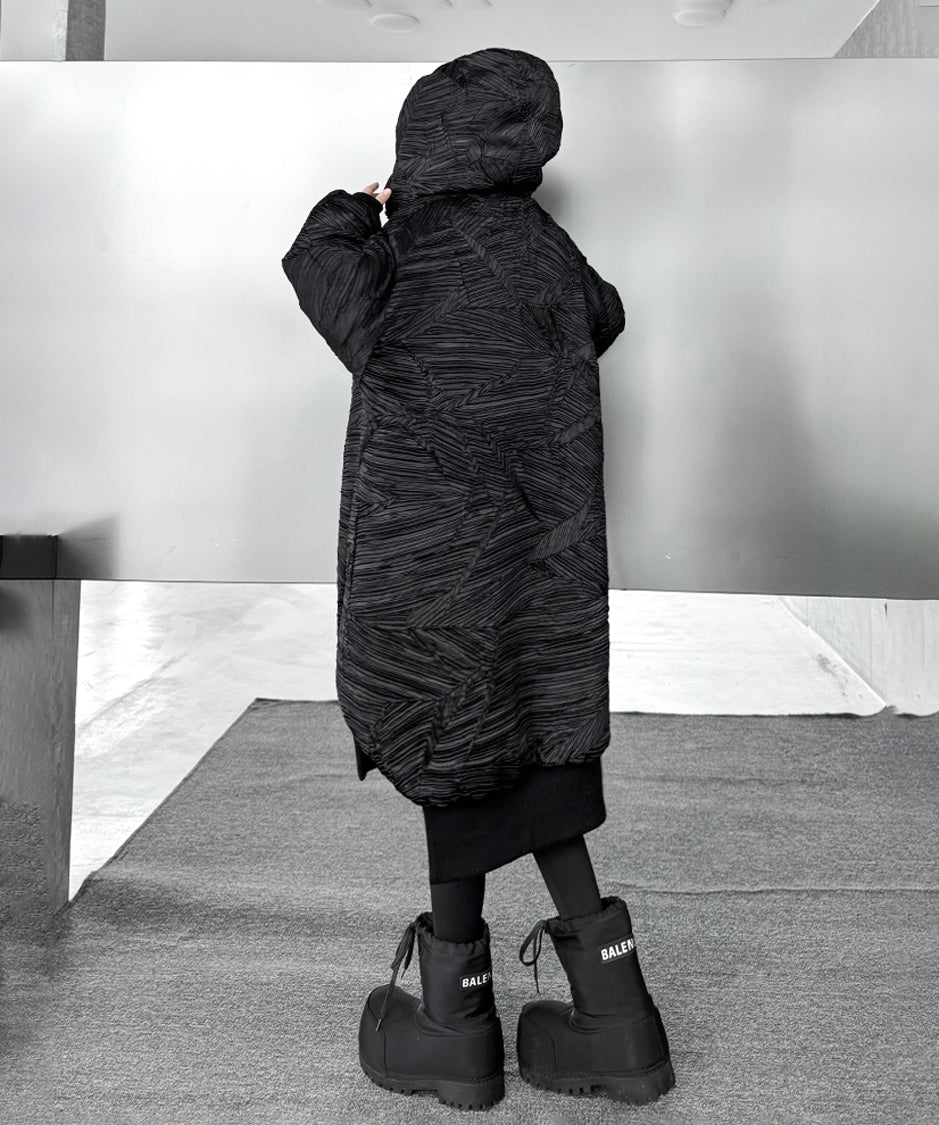 テクスチャーフーデッドブルゾン