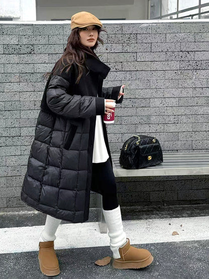 ブロックキルトダウンコート