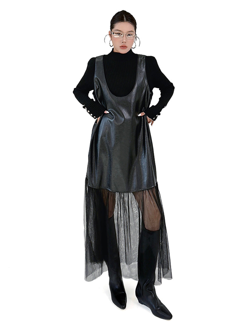 シアーコンビレイヤードドレス