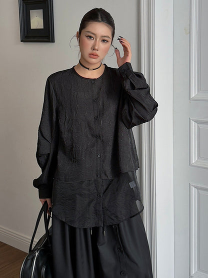 クラッシュシアーレイヤードブラウス