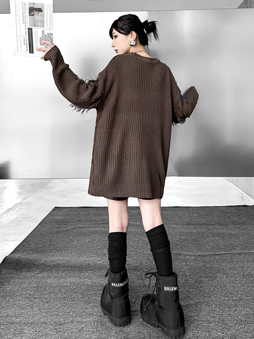 カーブグラデフリンジニット