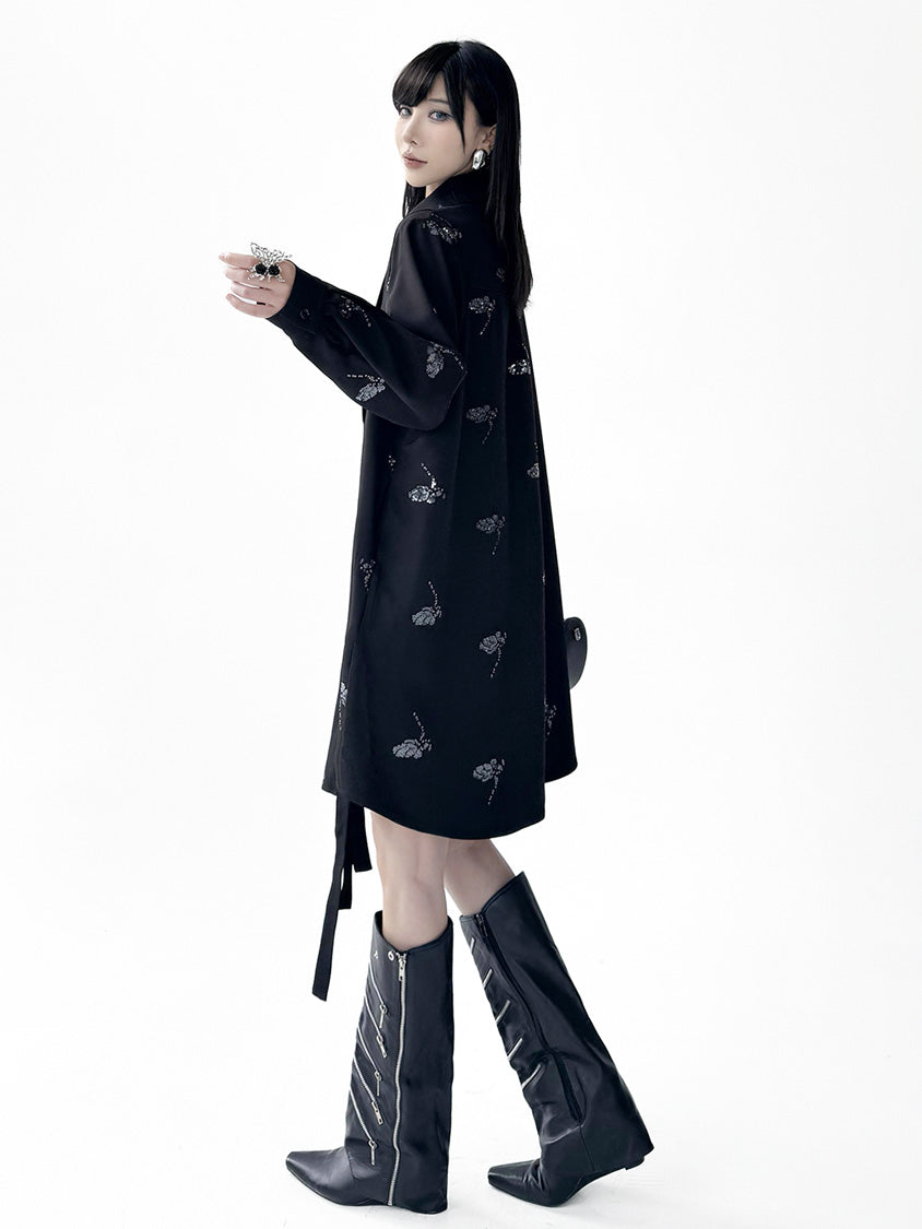 スパークルフローラルロングブラウス