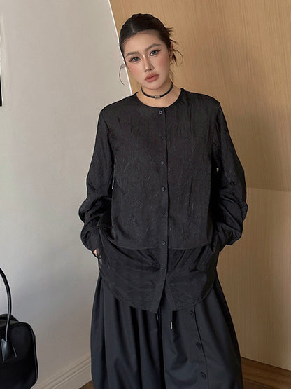 クラッシュシアーレイヤードブラウス