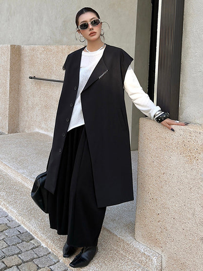 ノーカラードロップロングベスト