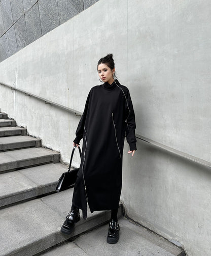 ジップラインハイネックロングドレス