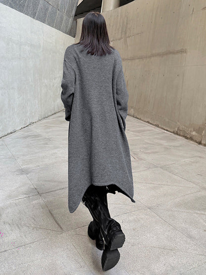 ハイネックフロントスリットニットトップ