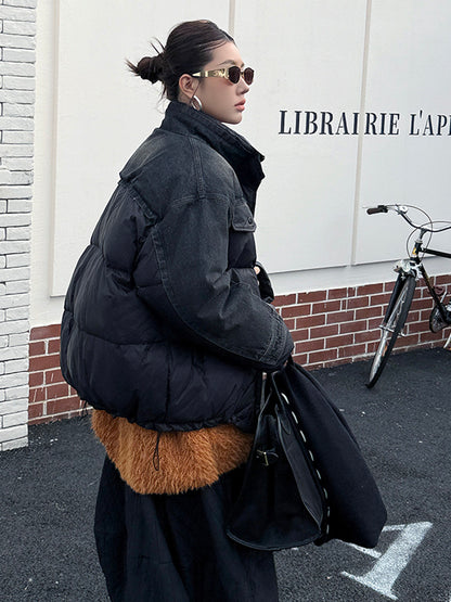 デニムコンビネーションパファージャケット