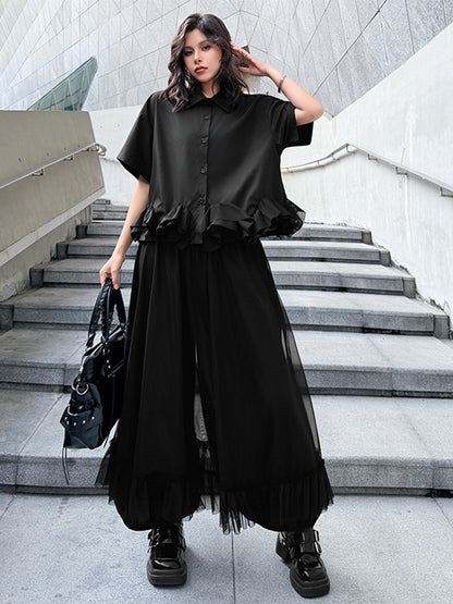 Mesh stitch top and skirt