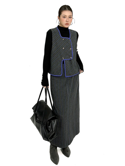 ストライプベストトップ＆ロングスカート