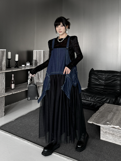 Scarf tie blouse and denim pants series 