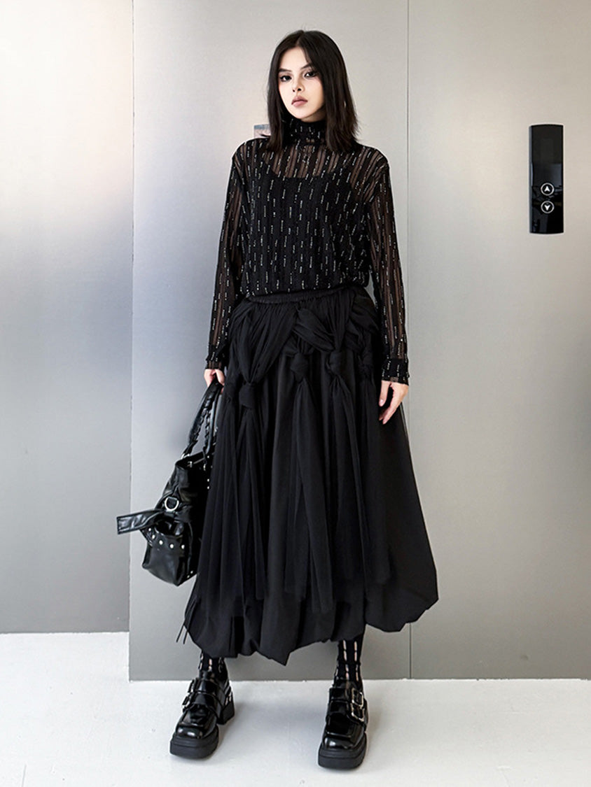 Mesh stitch top and skirt