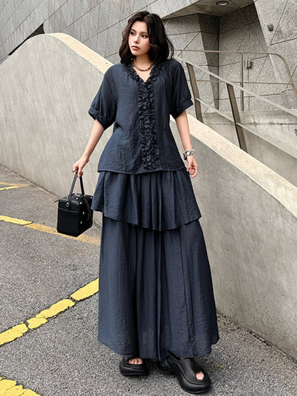 Mesh stitch top and skirt