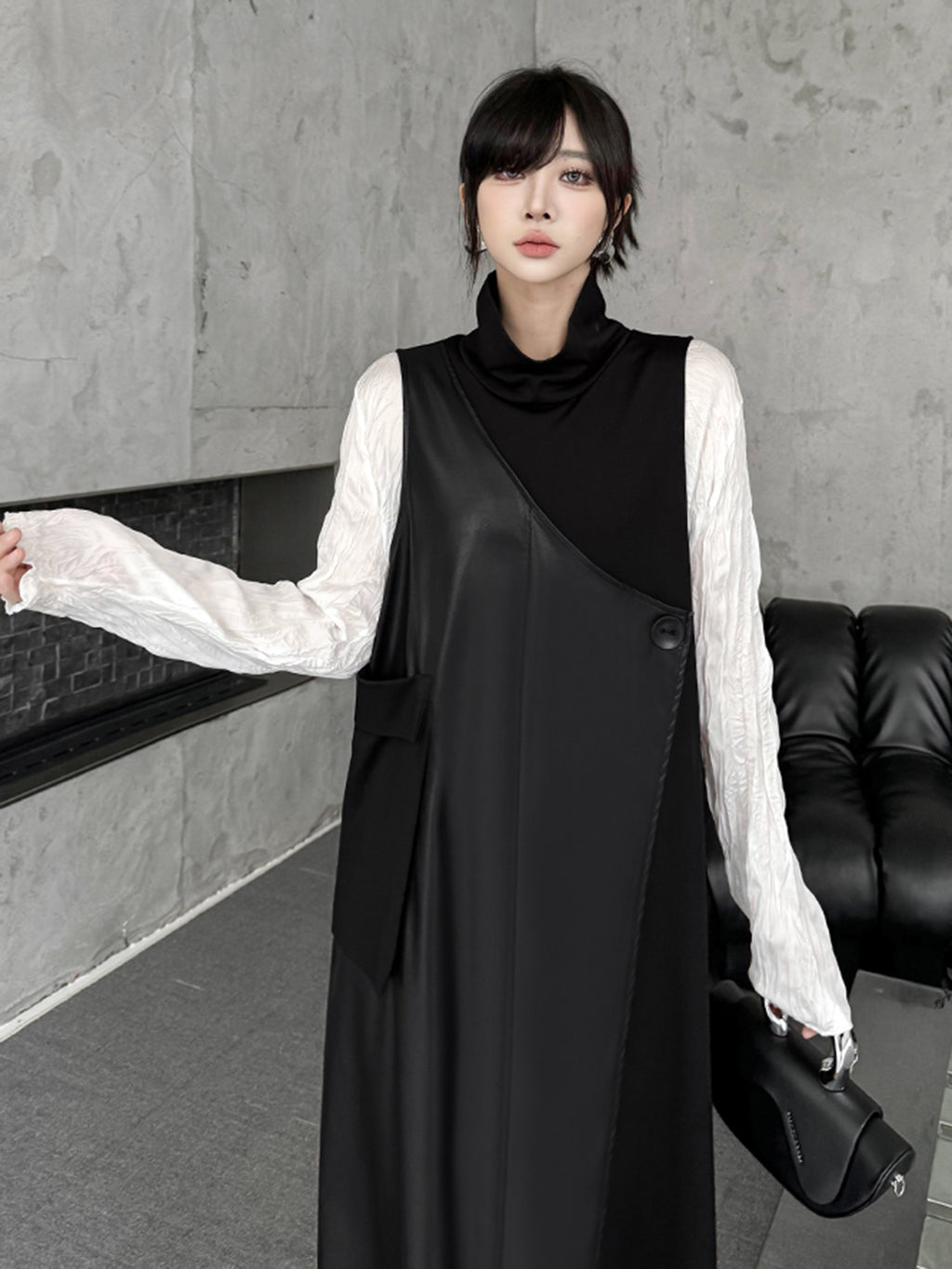 Scarf tie blouse and denim pants series 