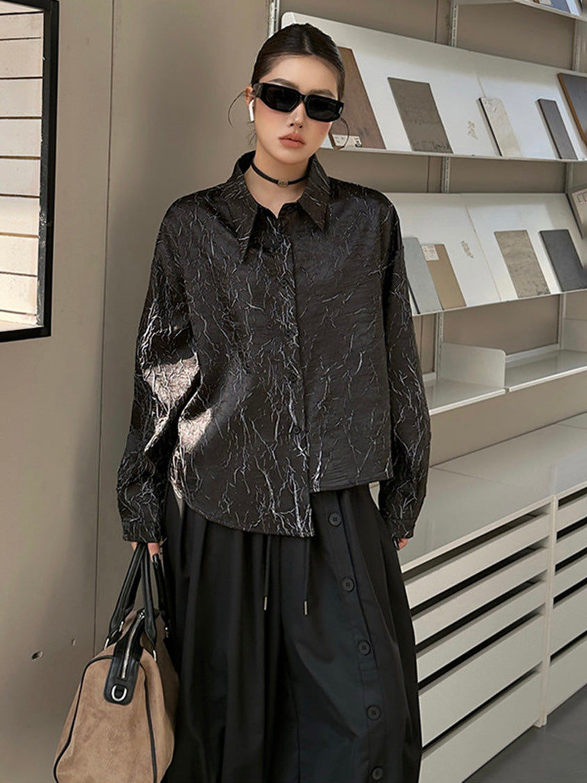 クラックプリントモードブラウス