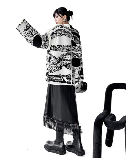 グラフィックジャカードカーディガン