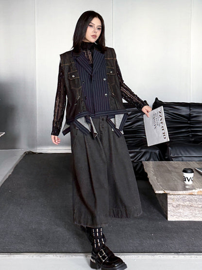 デニムピンストライプレイヤードベスト