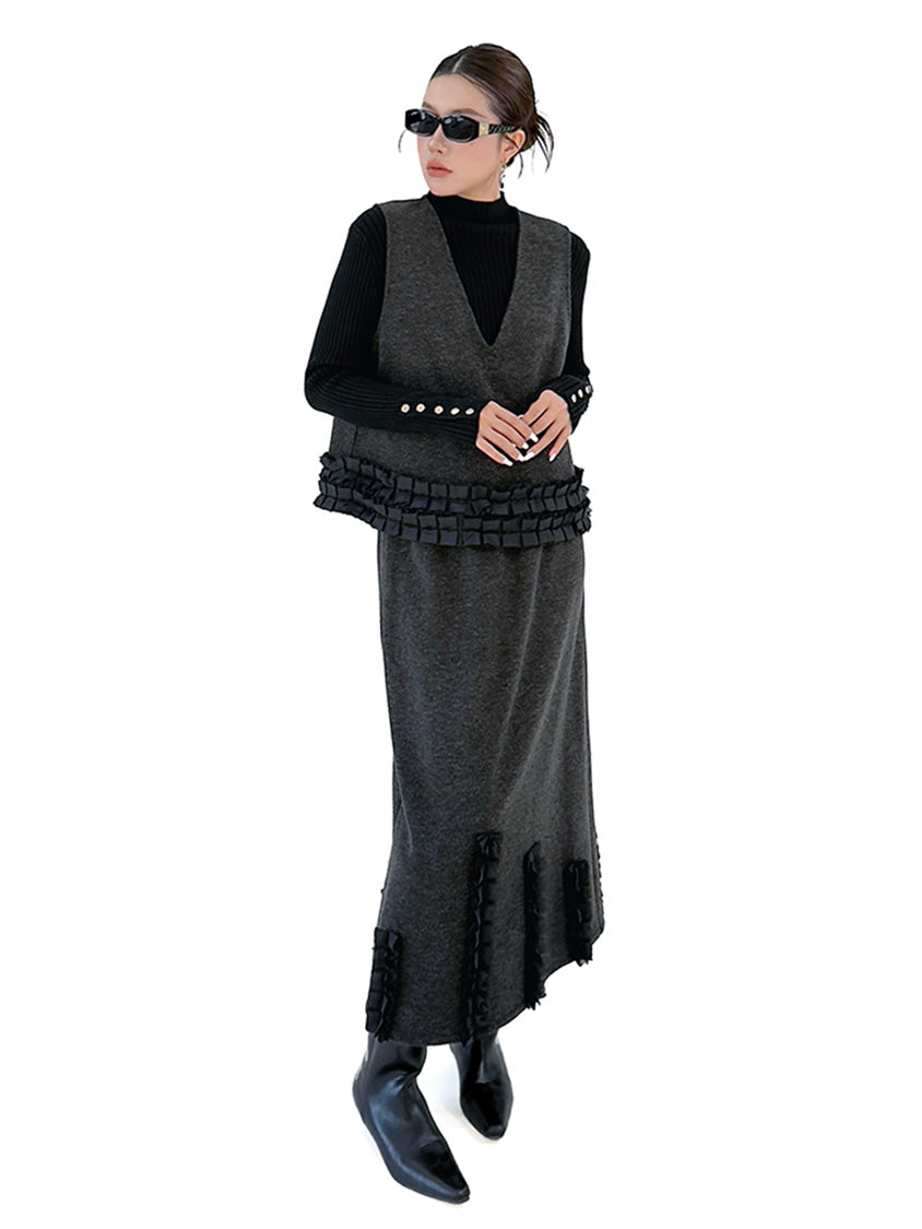 Mesh stitch top and skirt