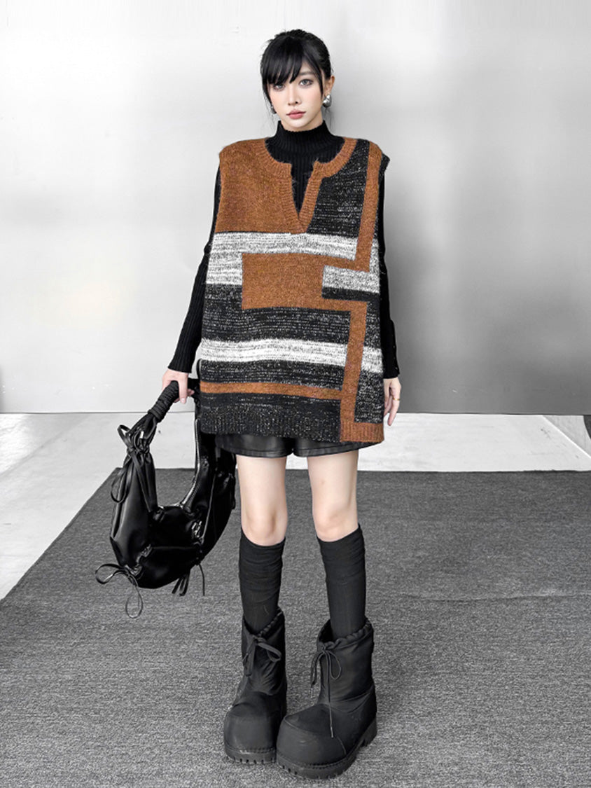 ジオブロックニットベスト