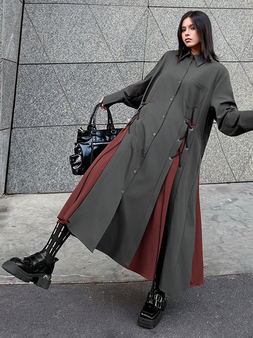 サイドレースアップシャツドレス