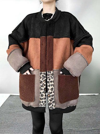 ブロックレオパードリバーシブルボアコート