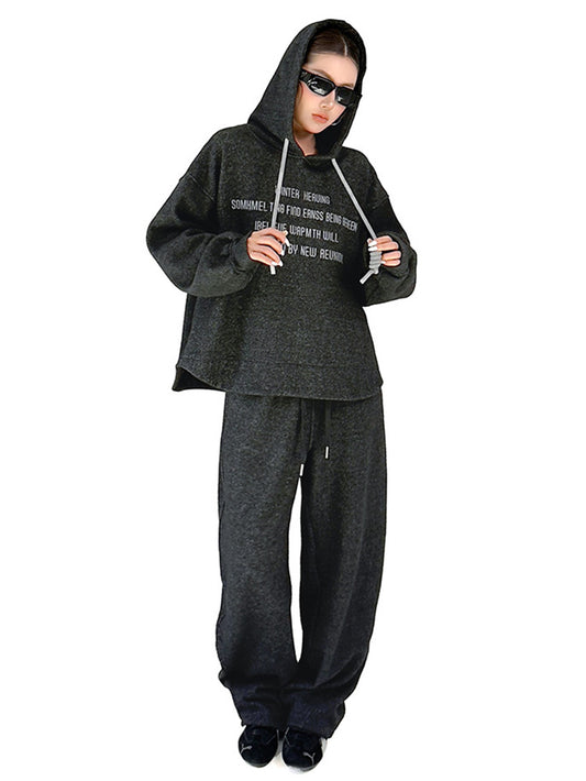 ヘザーオーバーフーディトップ＆ドローストリングパンツ