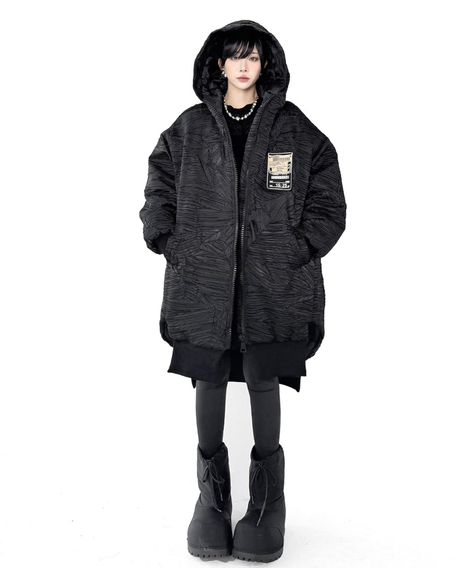 テクスチャーフーデッドブルゾン