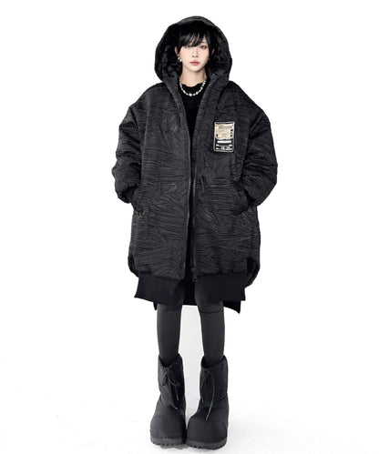 テクスチャーフーデッドブルゾン