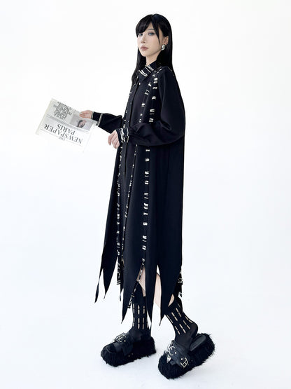 ストライプリボンヘムシャツドレス