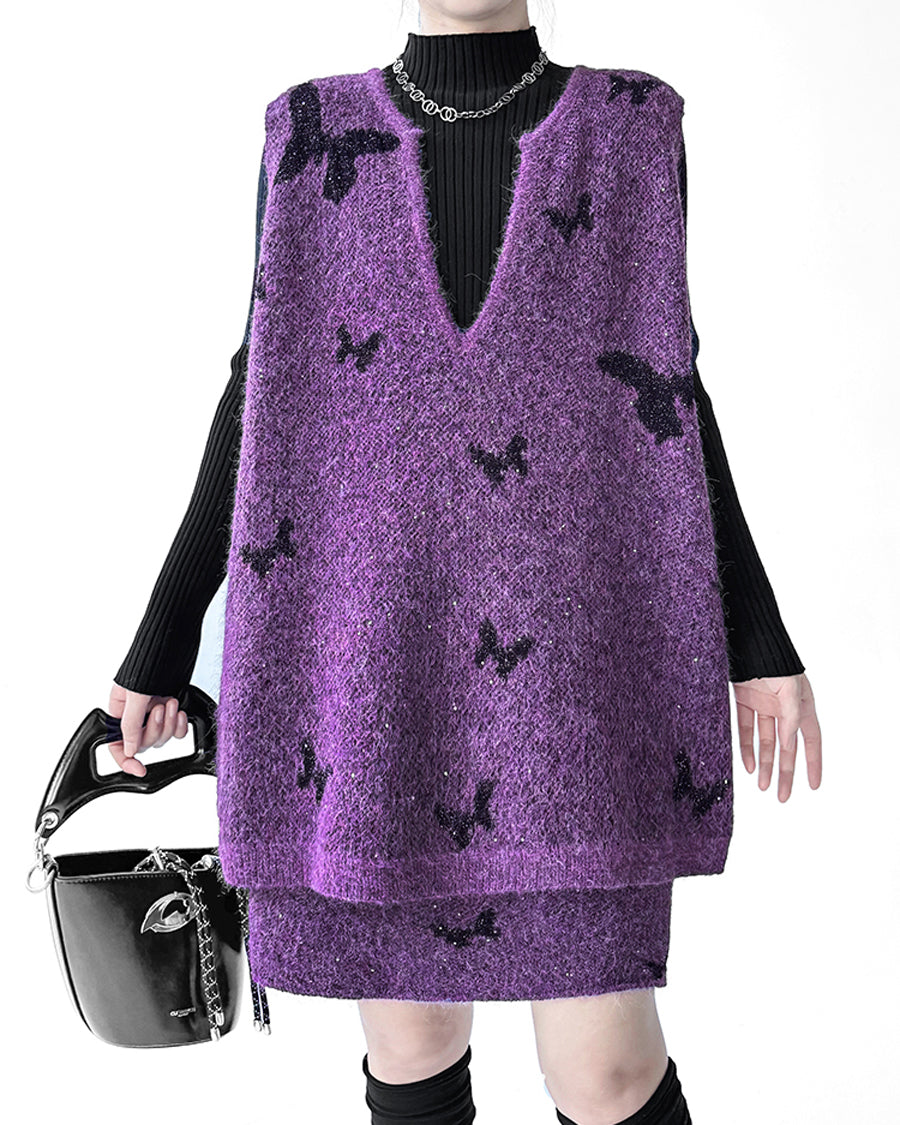 バタフライニットベスト＆スカート