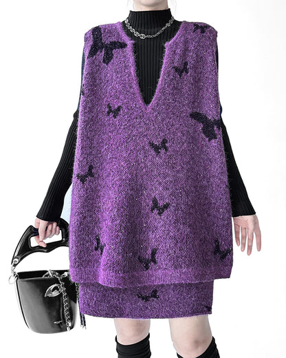 バタフライニットベスト＆スカート