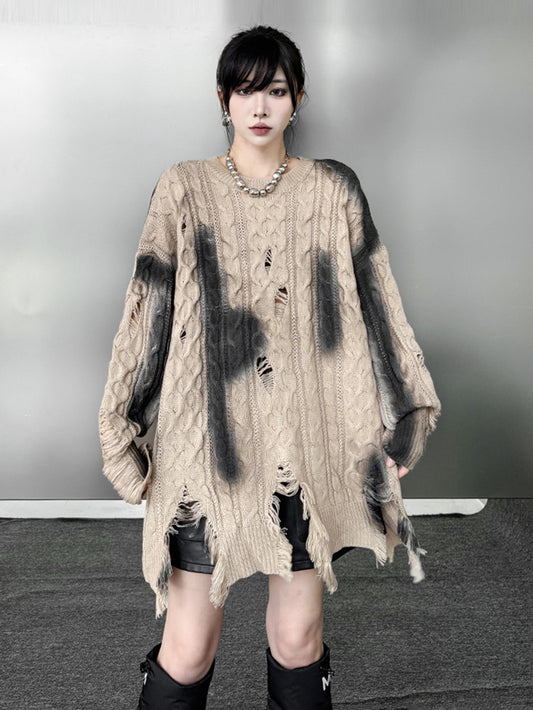 ダメージグラデケーブルセーター