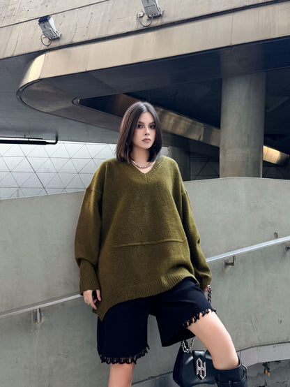 Vネックオーバーセーター