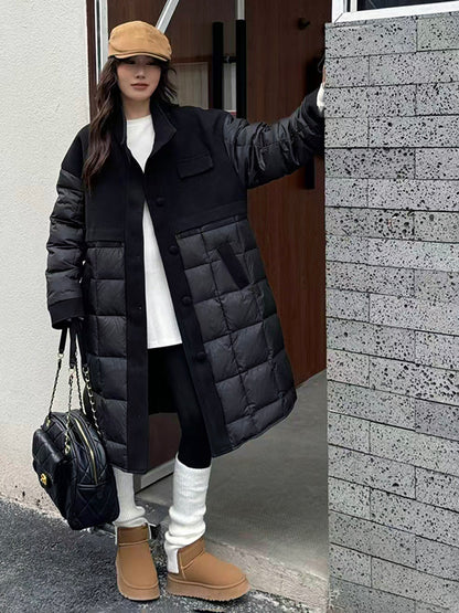 ブロックキルトダウンコート