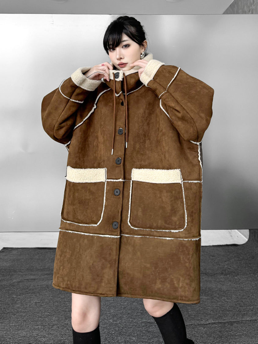 テクスチャーフーデッドコート