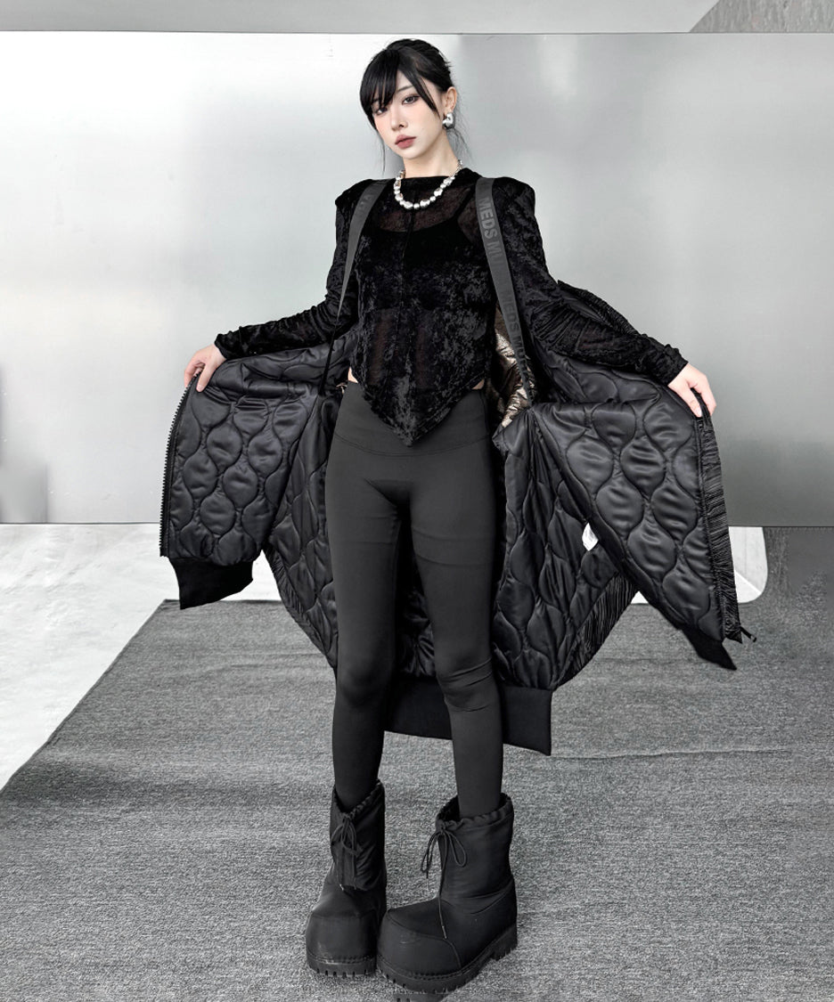 テクスチャーフーデッドブルゾン