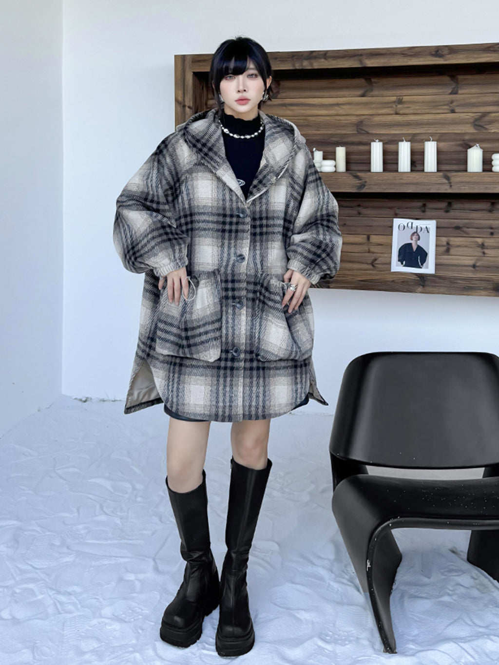 Scarf tie blouse and denim pants series 