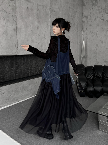 Scarf tie blouse and denim pants series 