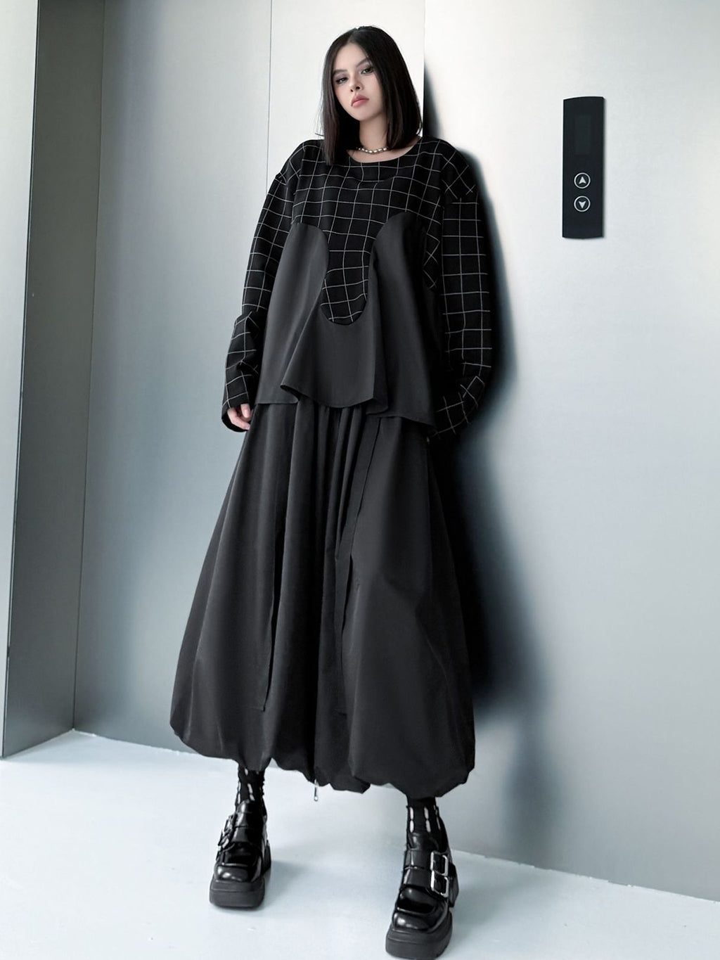 グリッドコンビネーショントップス