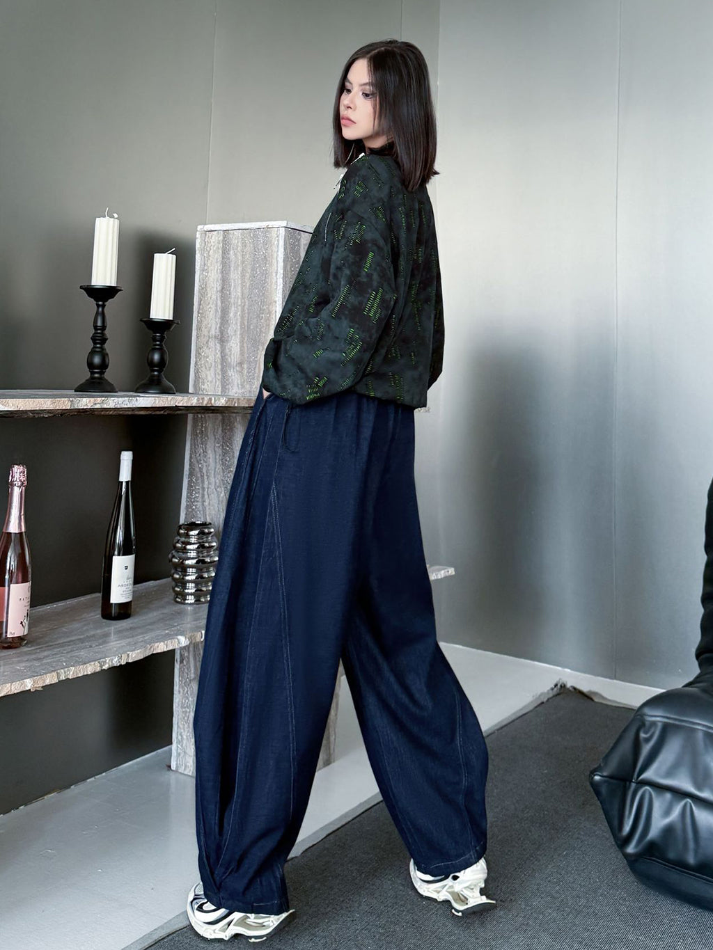 ウォッシュデニムワイドパンツ