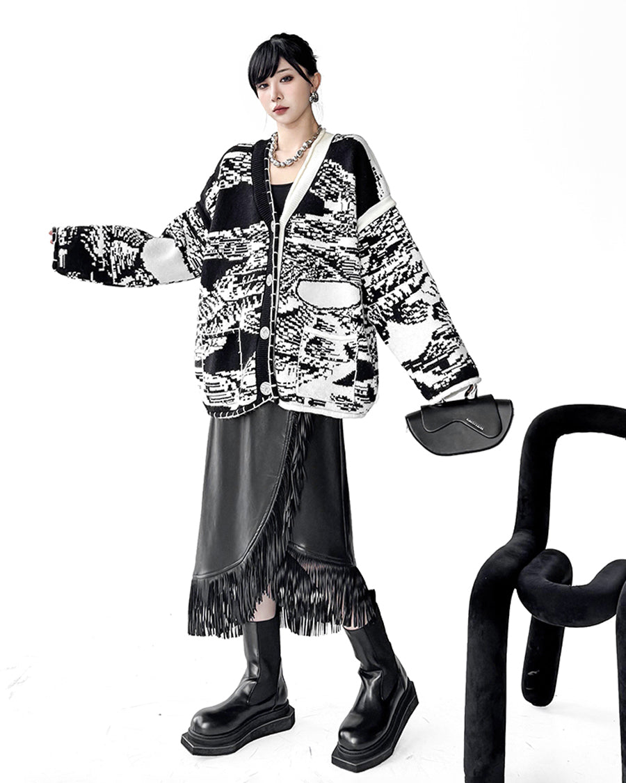 グラフィックジャカードカーディガン