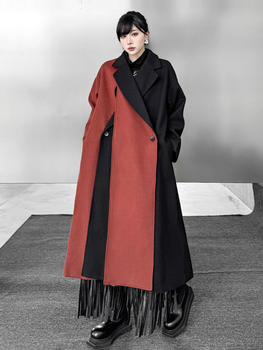 バイカラーロングコート