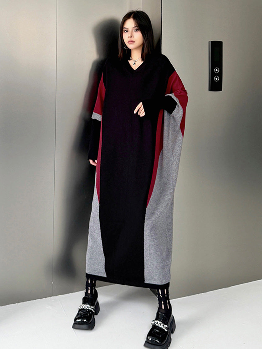 トライカラーニットドレス