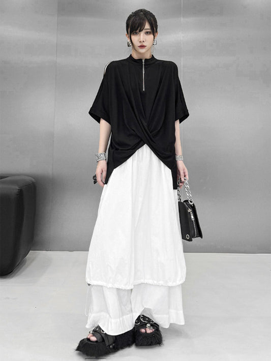 ツイストドレープハーフジップトップ