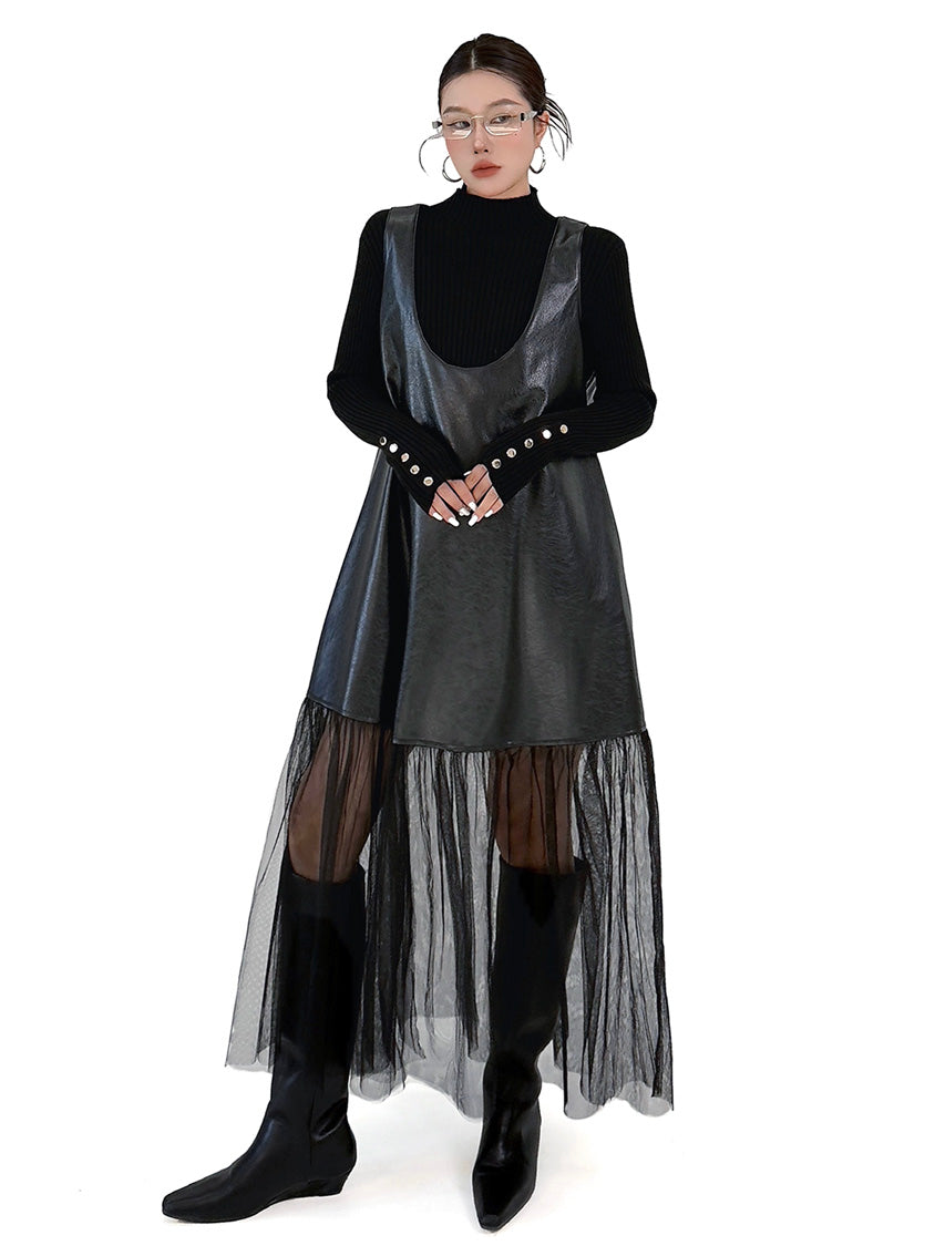 シアーコンビレイヤードドレス