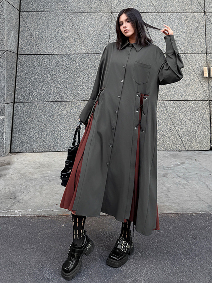 サイドレースアップシャツドレス