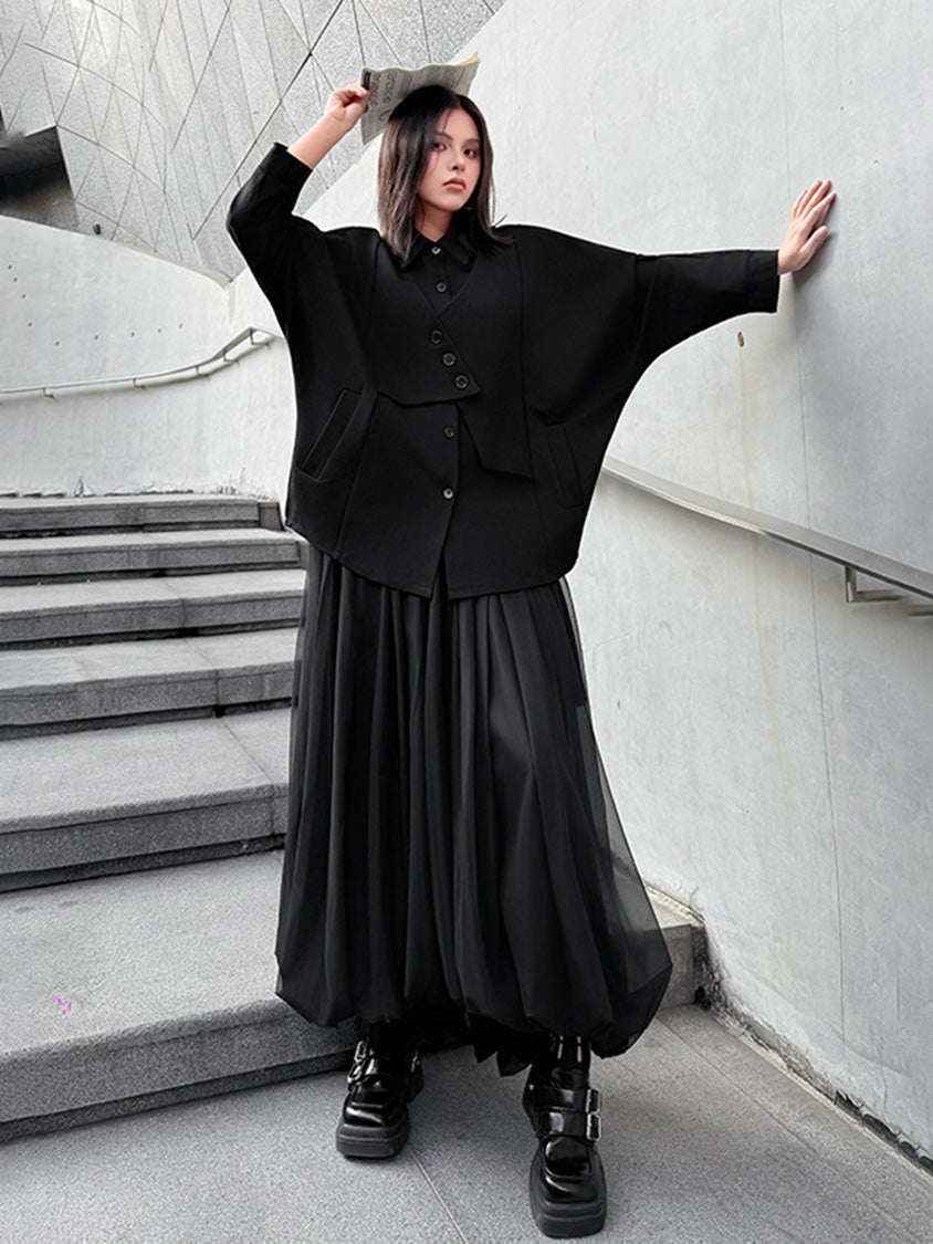Mesh stitch top and skirt
