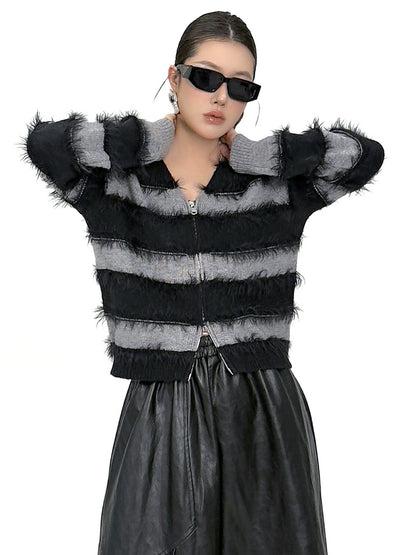 フリンジボーダーニットトップス＆コーティングロングスカートシリーズ