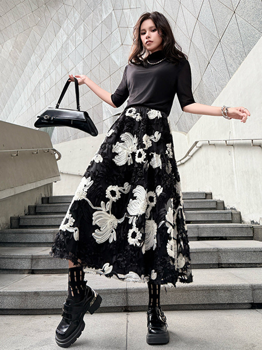 Mesh stitch top and skirt